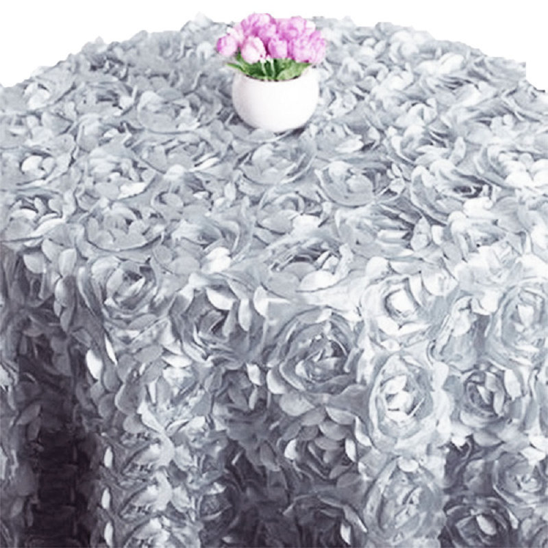 Eliseo Rosette Tablecloth, Silver