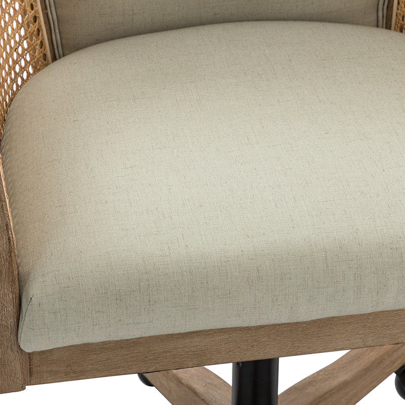 Chaise de bureau en rotin l 23,5 po Ackeron Farmhouse, Lin