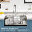 Évier de cuisine en acier inoxydable 33 x 22, sur comptoir, simple cuve - performance et propreté durables, avec évier de panier de drainage 33 x 22, fonction de finition sur comptoir, amplement d'espace pour la vaisselle,