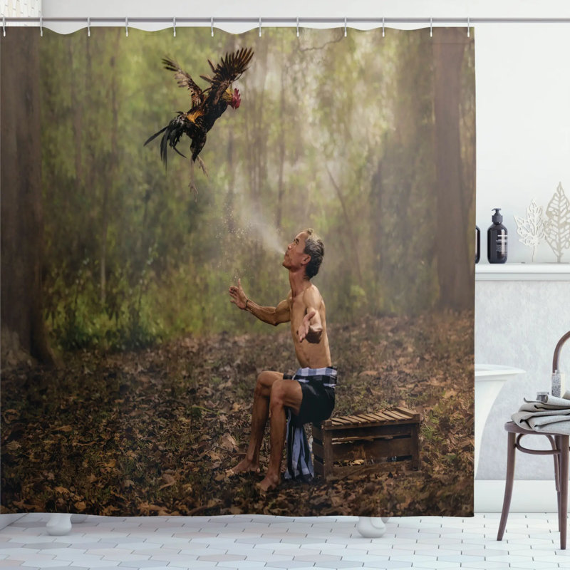 Rideau de douche à oiseaux et de rideau de douche asiatique jungle, l 69 po x L 75 po