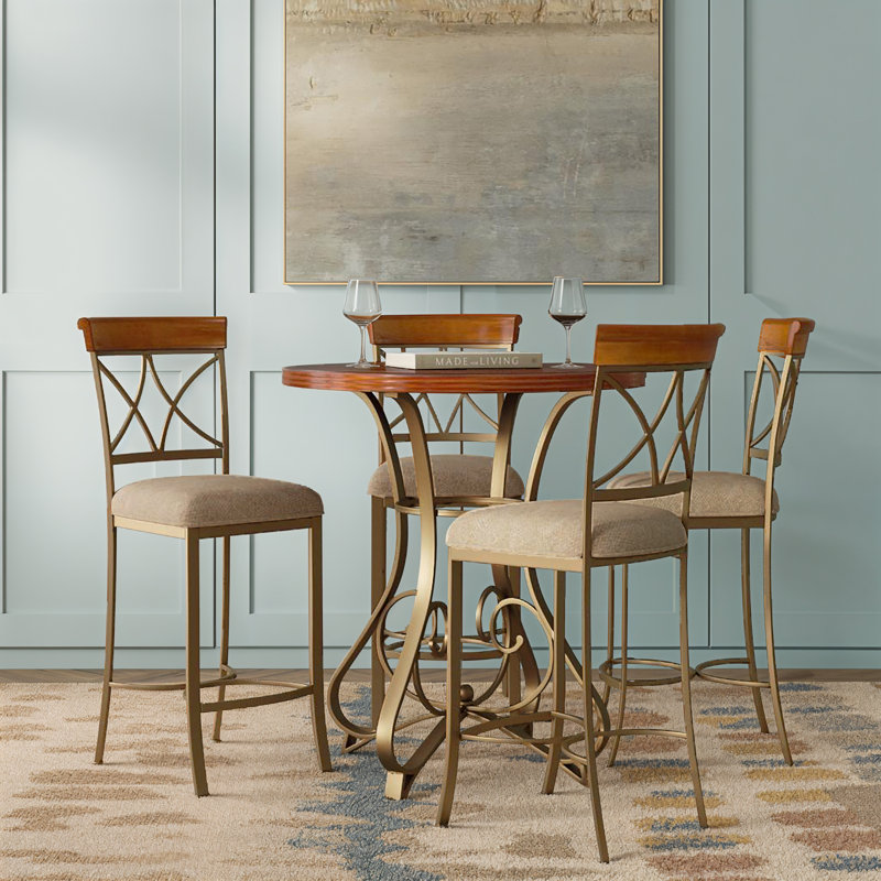 Jefferson 5-piece Round Stationary Pub Table Set