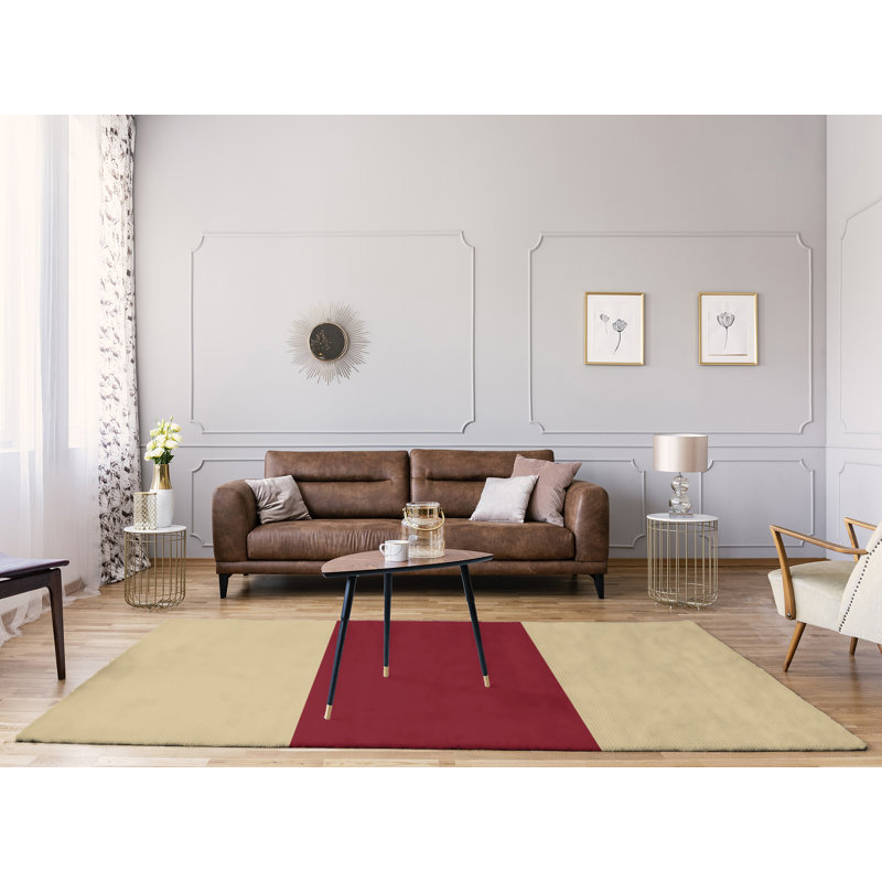 Tapis beige national hockey rayures, Rectangle 8 pi x 10 pi