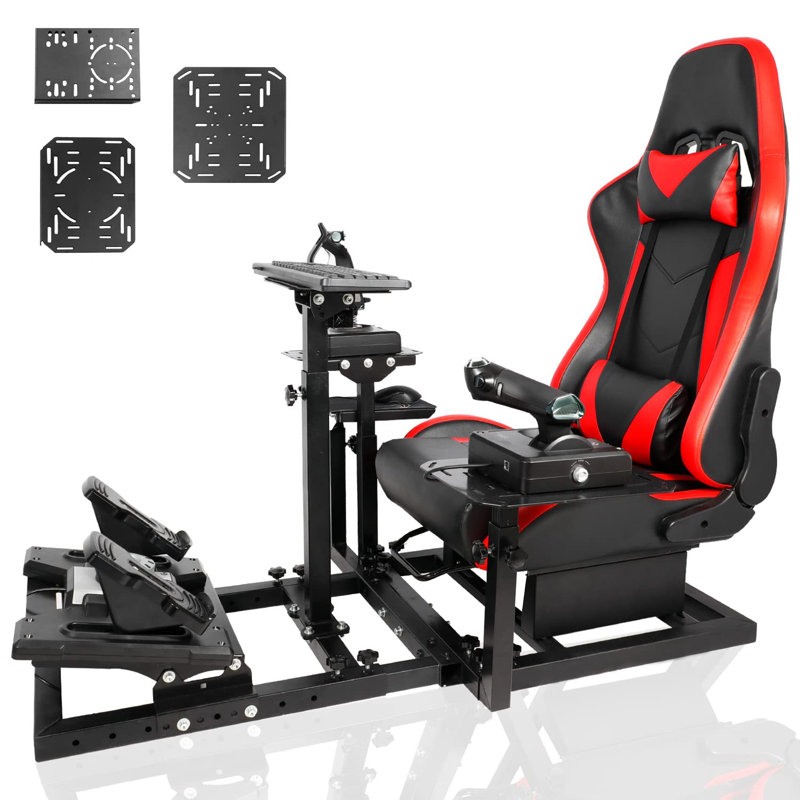 Anman Flight Simulator Cockpit With Racining Red Seat,NO Wheel Pedal Throttle Joystick