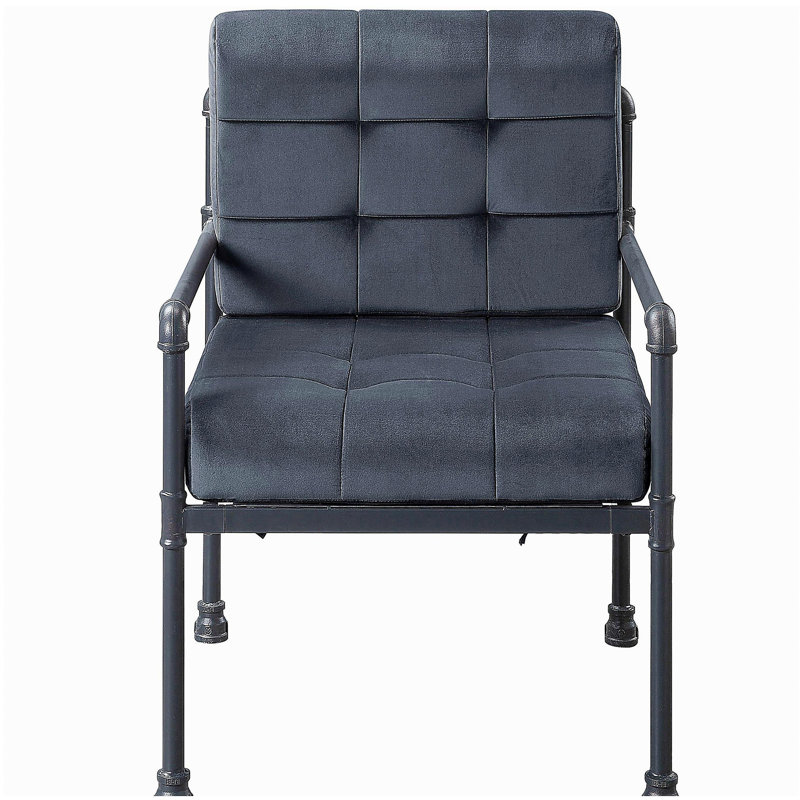 Fauteuil d'appoint à dossier coussiné gris et gris sable