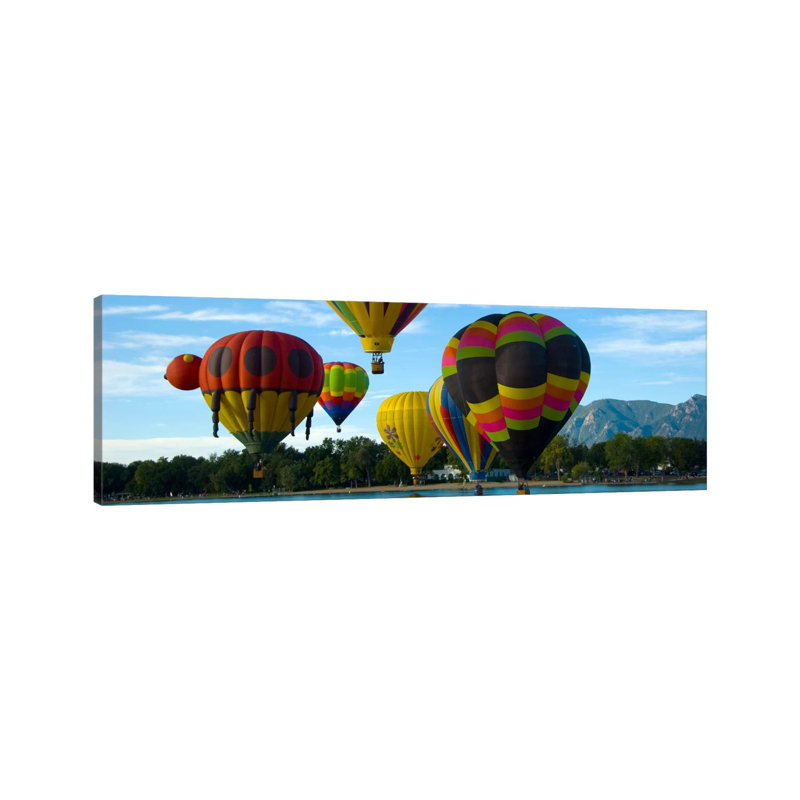 Colorado Springs Panoramic Skyline Cityscape (Air Baloon Competiton) - Wrapped Canvas Panoramic Print