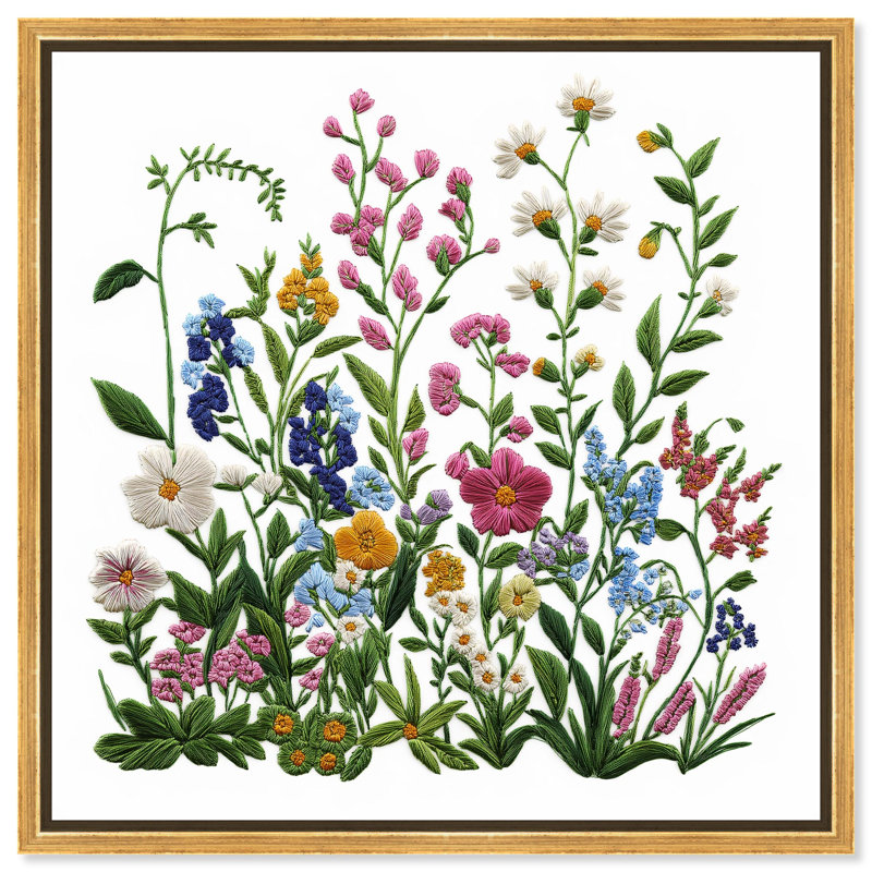 Wildflower Patch I Canvas Floral Prints by , 31" H x 31" W, Gold Frame