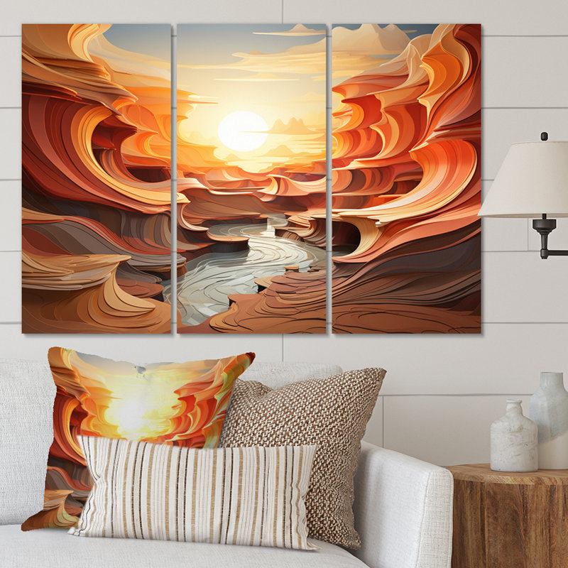 Ensemble de salon mural Orange Canyon Canyons Profondeurs - Paysages, H 28 po x l 36 po x P 1 po