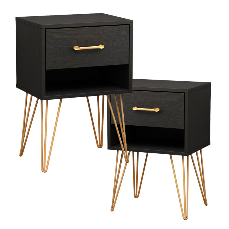 Olton 15.7'' W Nightstand, Black