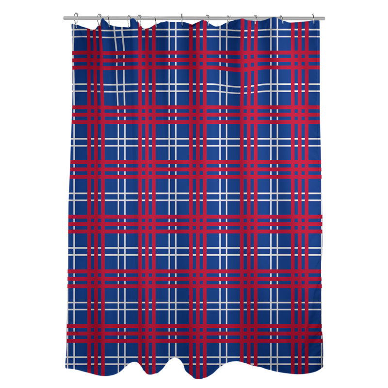Rideau de douche simple à carreaux Buffalo, Bleu / blanc / rouge