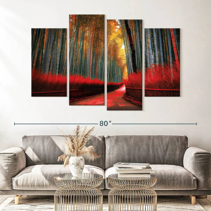 Impression sur toile Arashiyama Bamboo Trail, H 42 po x l 68 po x P 1,25 po