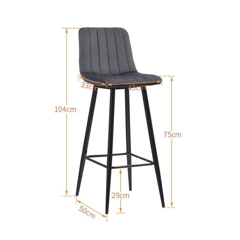 Achikam Upholstered Counter Stool with Metal Frame, Grey