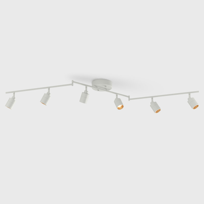 Ensemble d'éclairage sur rail articulé 62,2 po à 6 lumières avec lumière à intensité variable et tête réglable, Blanc sable