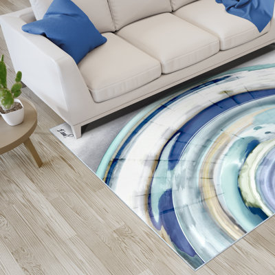 Tapis géométrique lavable Fantasy Shell II tissé à la machine, douceur et envers antidérapant