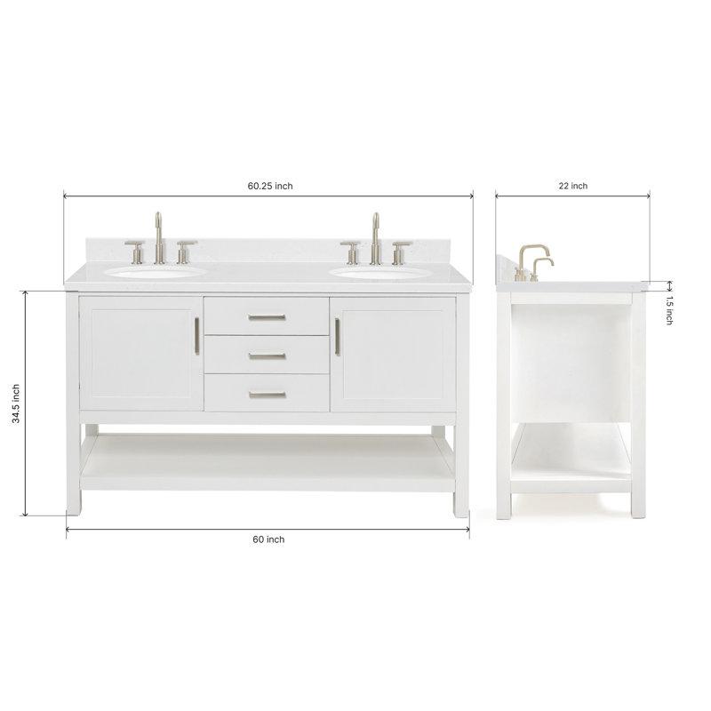 Bayhill 60.25'' W Double Vanity, White