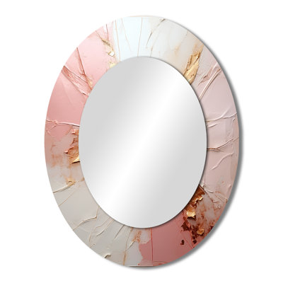 Gold And Pink Paint Fusion - Beige Oval Wall Mirror Decor