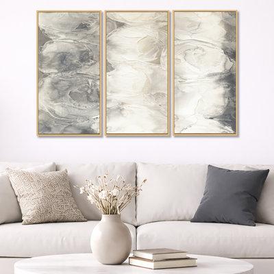 Abstract Canvas Wall Art Set, Gray Circle Modern Decor - Gray Circles I