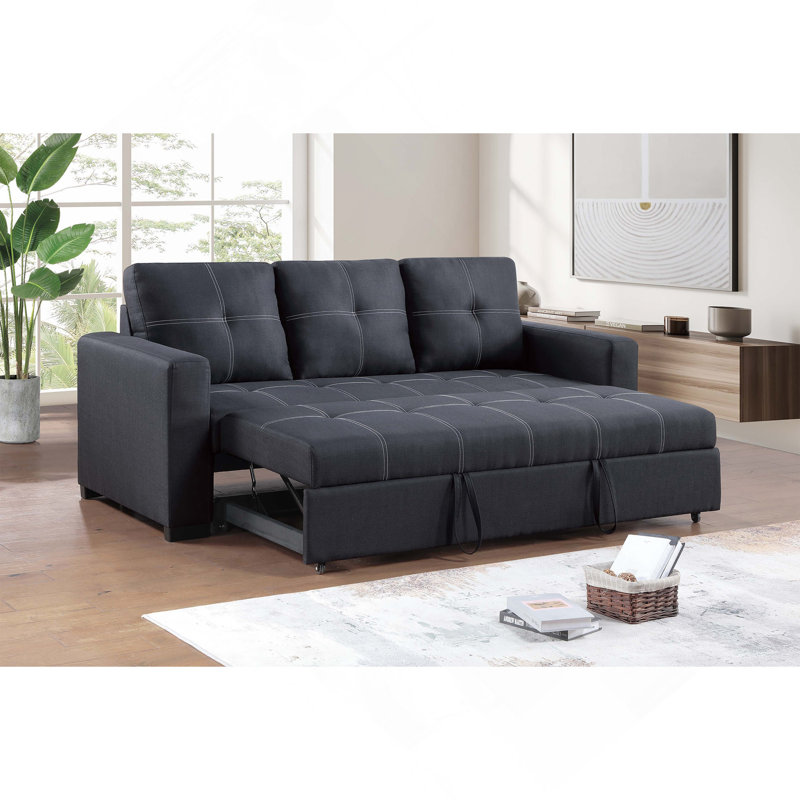 Canapé modulaire avec canapé-lit et canapé-lit capitonné en polyfibre noir
