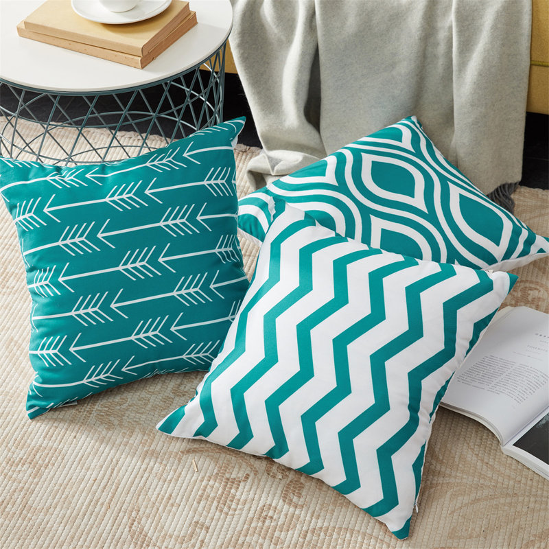 Printing Outdoor Square Pillow Cover, 18"L x 18"W, Teal