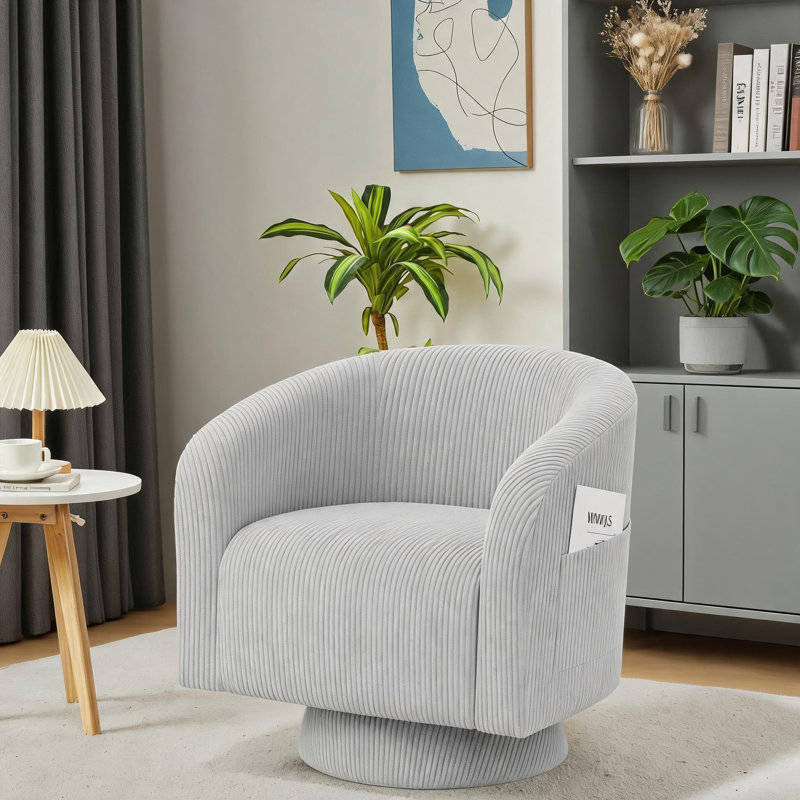 Fauteuil d'appoint pivotant à 360 degrés avec accoudoirs courbés, Gris
