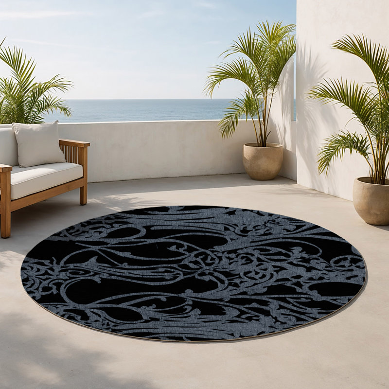 Tapis intérieur / extérieur Silver Enigma, Round 5'