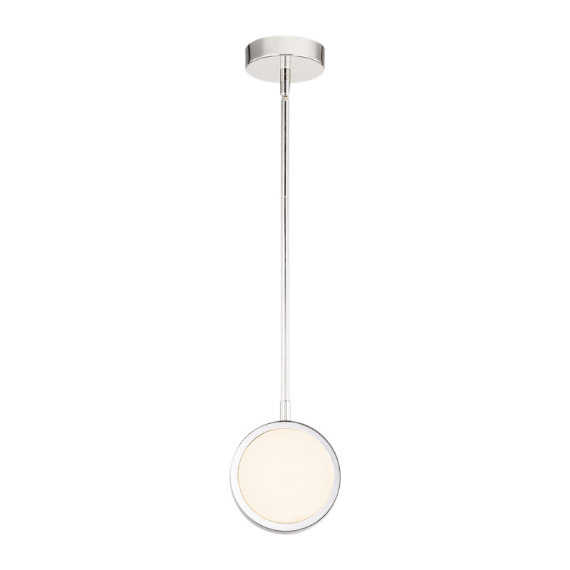 Blanco 1 - Light LED Unique / Statement Pendant, Polished Nickel/Alabaster