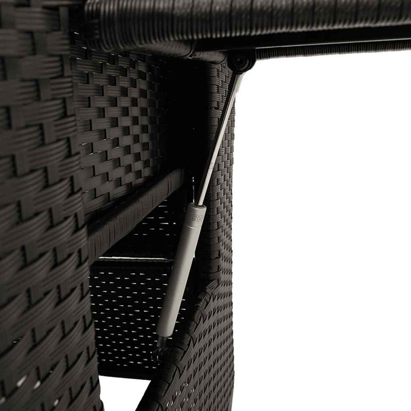  Chaise de jardin inclinable en PE rotin noir pliable, Noir, Blanc