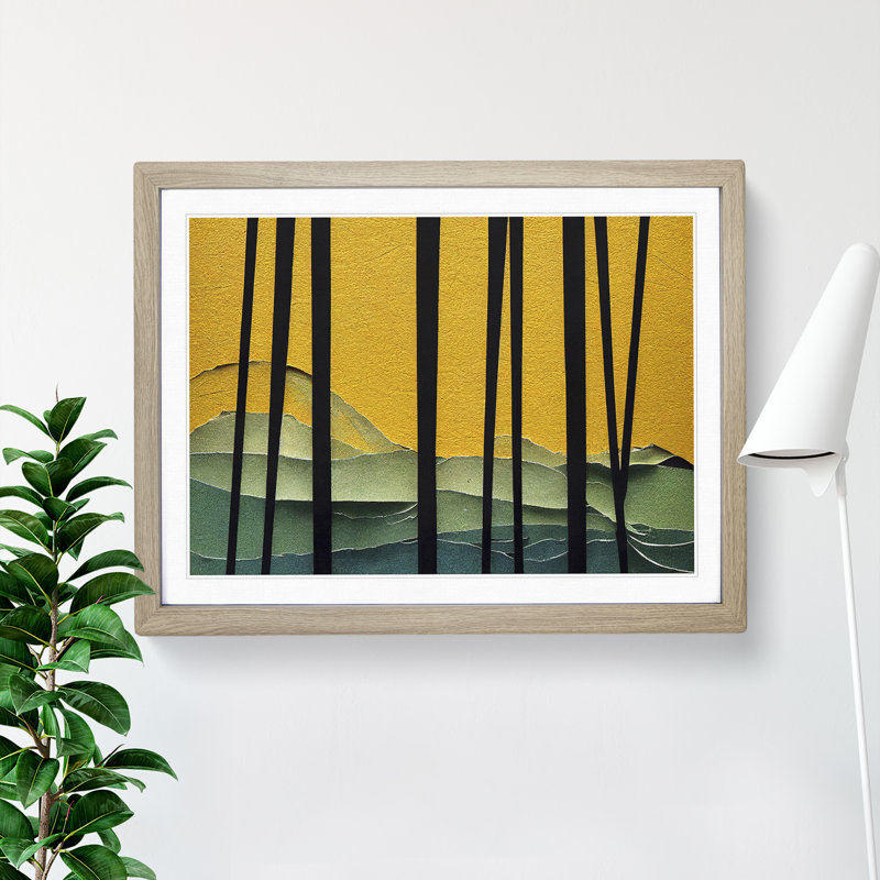 Dazzling Abstract Forest - Single Picture Frame Print, 46cm H x 64cm W x 2cm D, Oak Framed