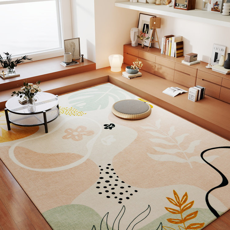 Tapis à motif botanique abstrait de style Ins