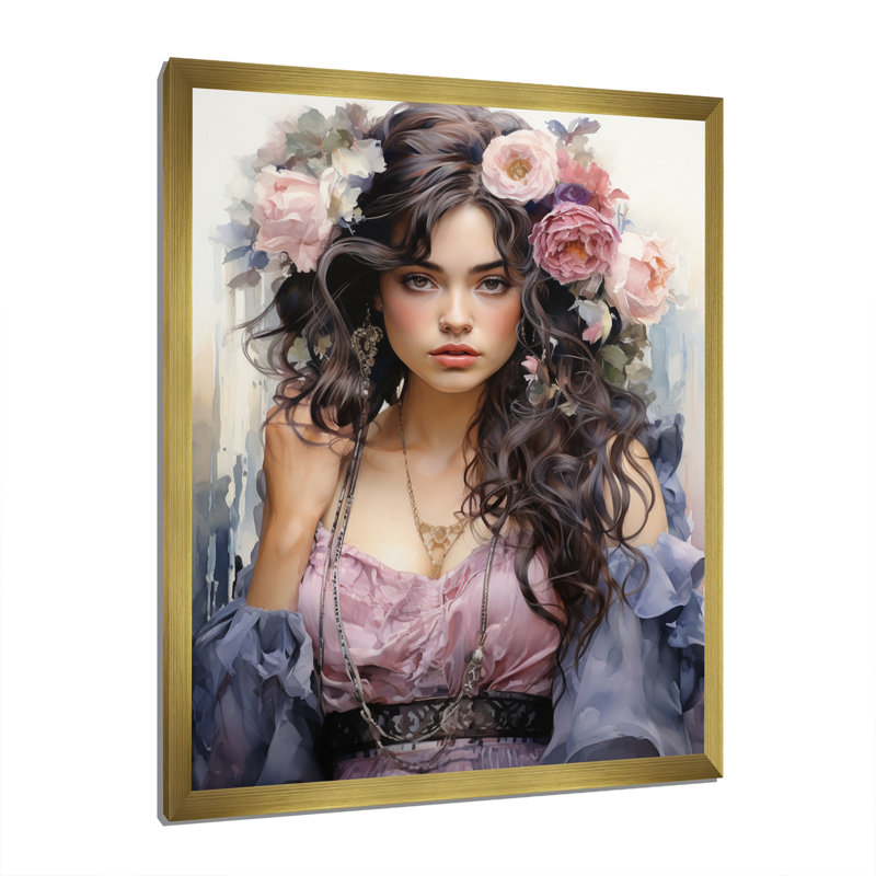 Boho Latina Woman Ethereal Beauty IV sur toile, H 32 po x l 16 po x P 1 po, Cadre photo doré