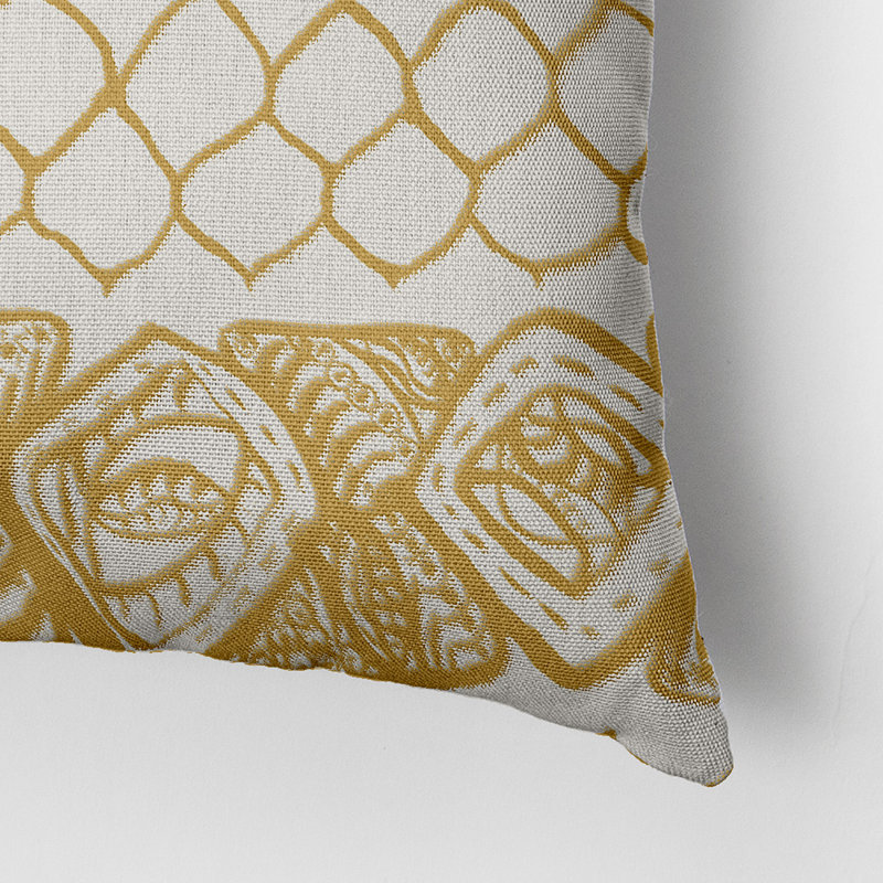 Housse et insert de coussin carré en coton, Jaune, 18" x 18"