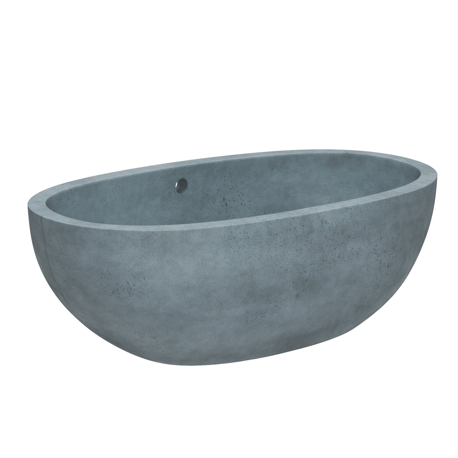 Avalon NativeStone Concrete Freestanding Oval Soaking Bathtub, 21" H x 36" W x 62" L, Ocean