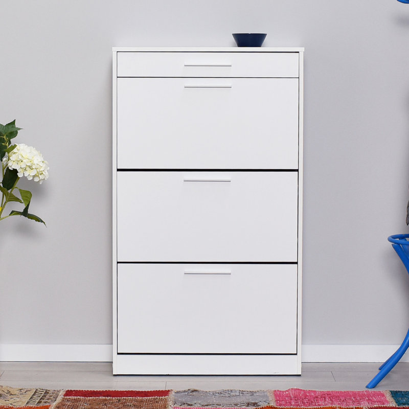 18 Pair Flip Down Shoe Storage, Diamond White