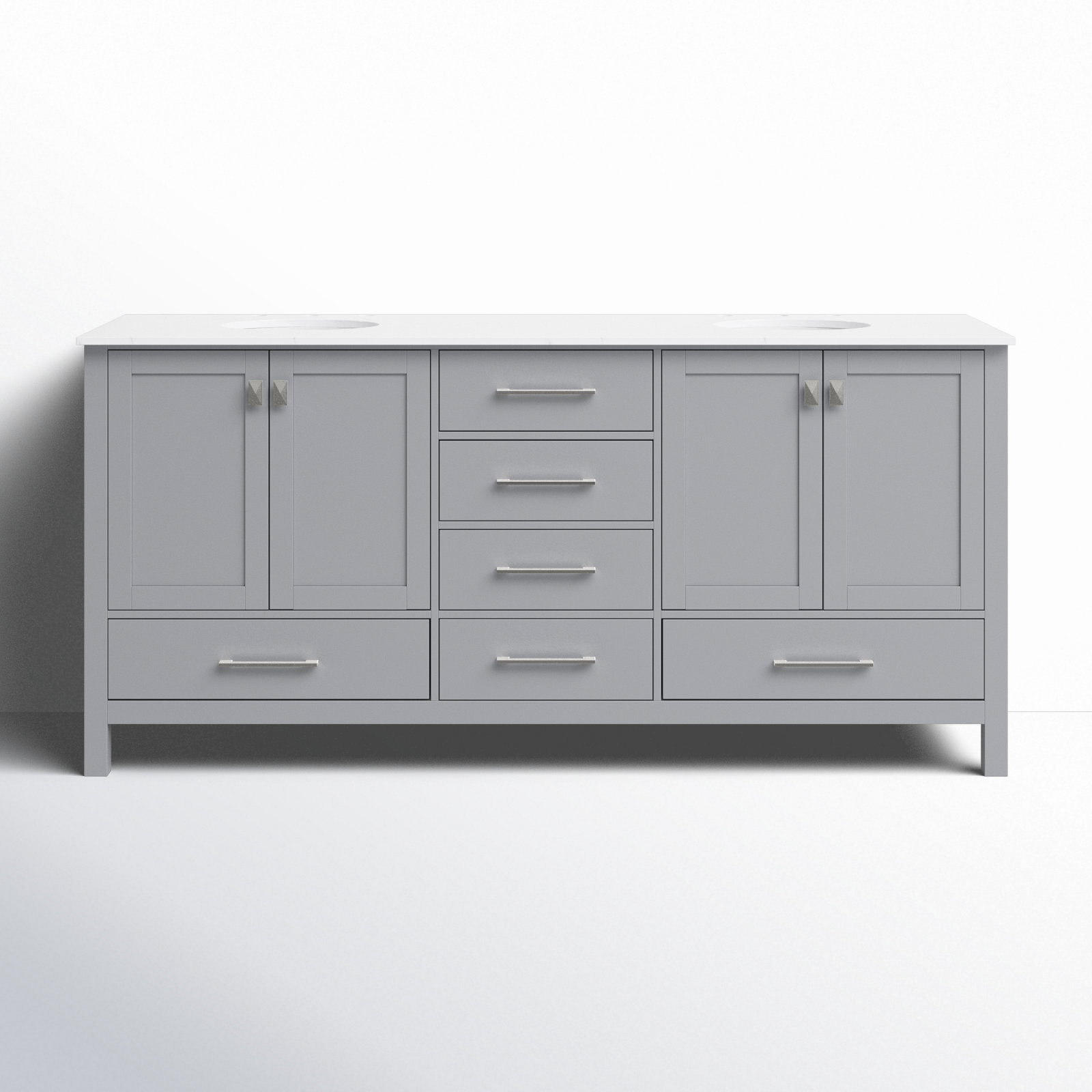 Irene 72'' Double Bathroom Vanity, Gray, Calacatta Quartz