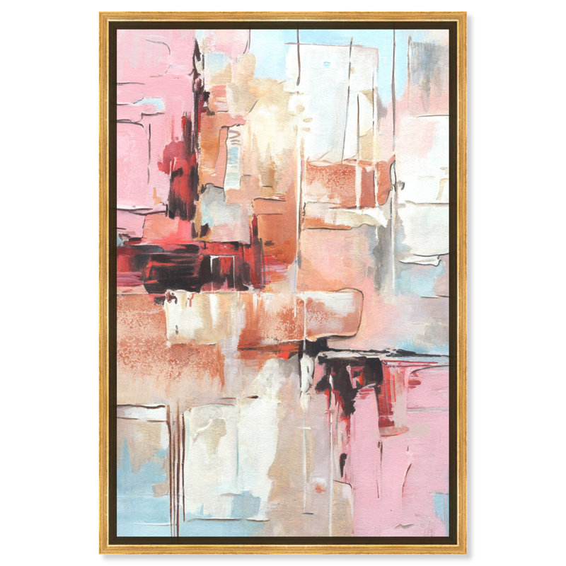 «Dear Reminder Boho», art mural abstrait élégant par Art Remedy, Encadrement doré, H 37 po x l 25 po