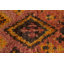 Tapis décoratif en laine de conception unique 6 pi 10 po x 11 pi noué à la main des années 1960 : rouge/orange/noir