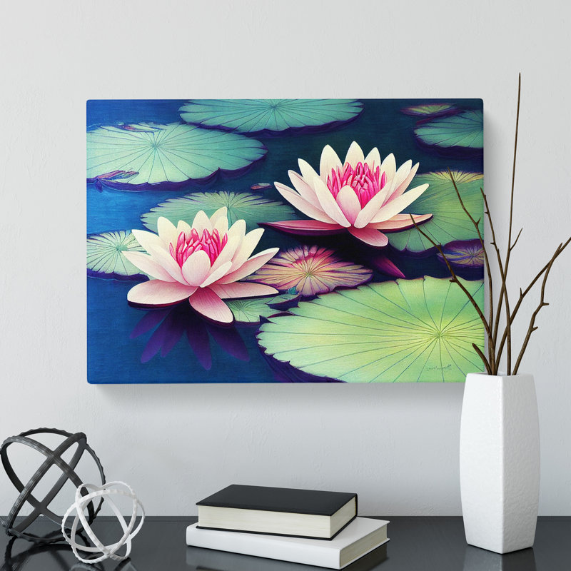 Exquisite Water Lily Flowers - Wrapped Canvas, 35cm H x 50cm W x 3cm D