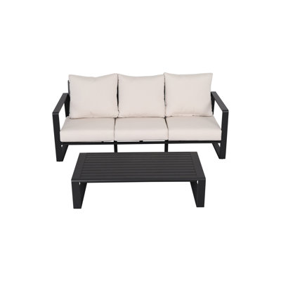 Three & Rectangular Coffee Table, Gray Cushions, Aluminum Comfortable And Plushy Cushion, Strong Frame