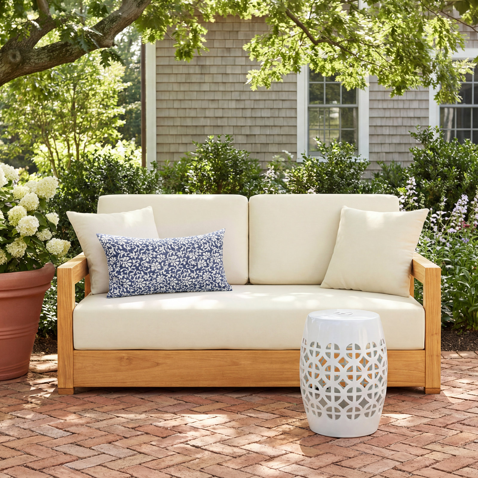 Melrose 52.75" Wide Loveseat with Cushions, Beige