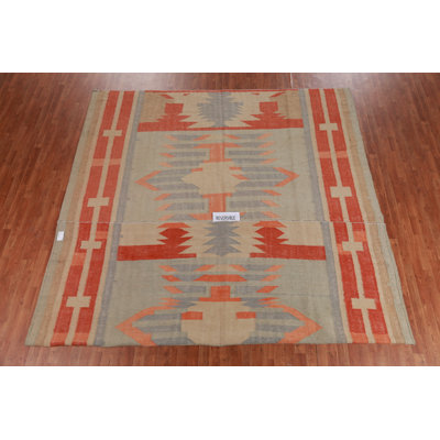 Vegetable Dye Modern Kilim Turkish Area Rug 1 x13