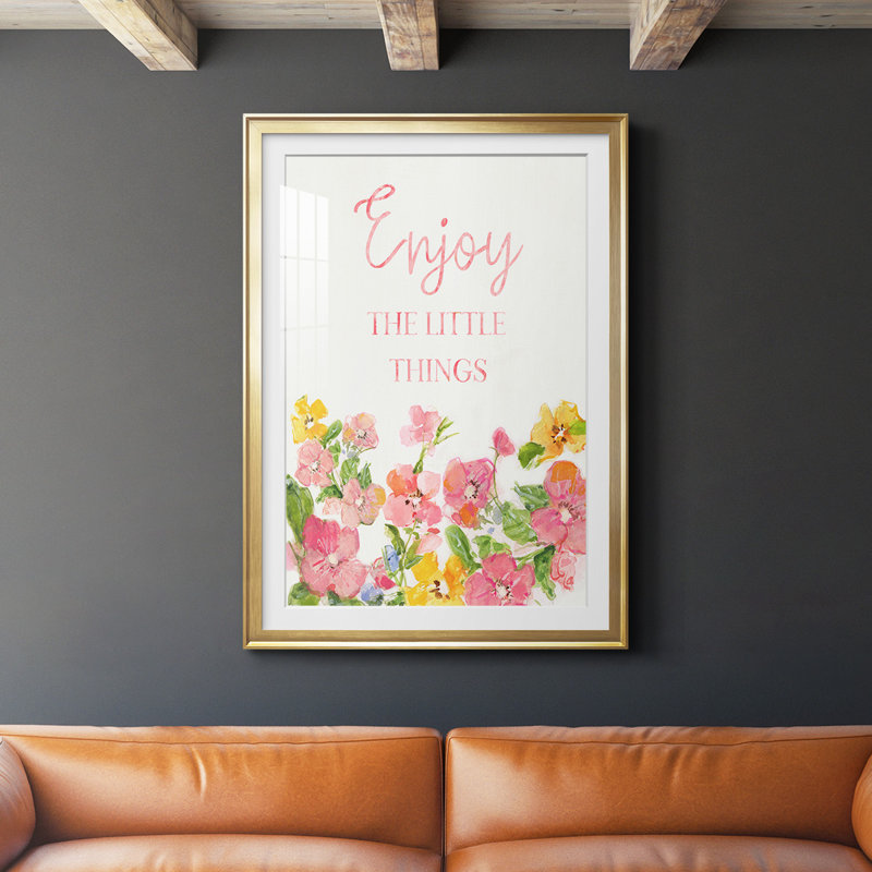«Little Things», reproduction encadrée de qualité supérieure - prête à être accrochée, Or, H 42,5 po x l 30,5 po x P 1 po