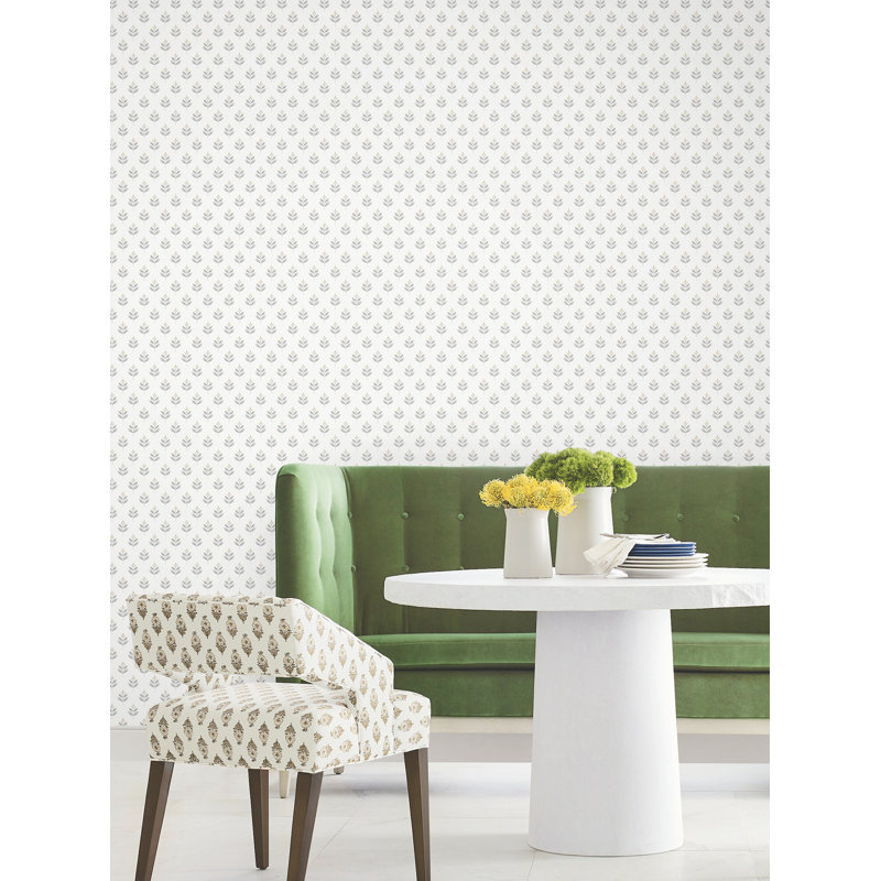 Papier peint floral Serene Villa, Gris
