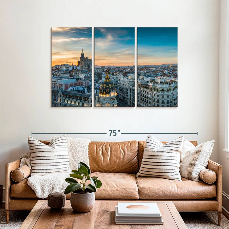 Horizon de Madrid au crépuscule, H 36 po x l 57 po