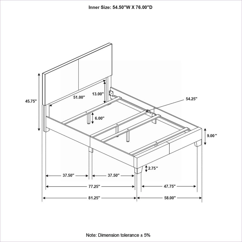 La structure de lit tapissier pleine grandeur de style contemporain brun riche nécessite un sommier tapissier