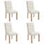 Ensemble de 4 chaises de salle à manger en bois, chaises de salle à manger modernes avec dossier, chaises d'appoint de cuisine en tissu avec pieds en bois, beige -373865401