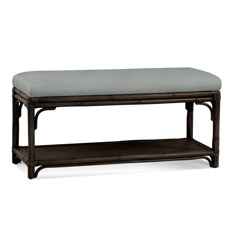 Summer Retreat Wicker Shelf Storage Bench, Java, Basic Grey; 0317-83