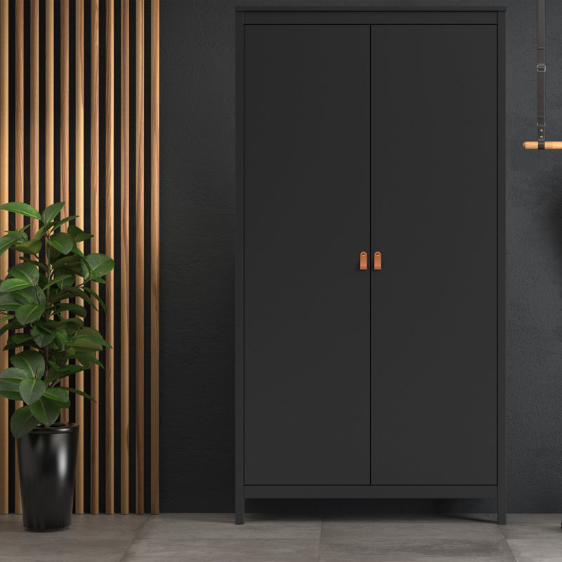 Cynteria 2 Door Manufactured Wood Wardrobe, Black
