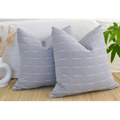 Striped Throw Pillow, Cotton Cushion With Woven Stripes