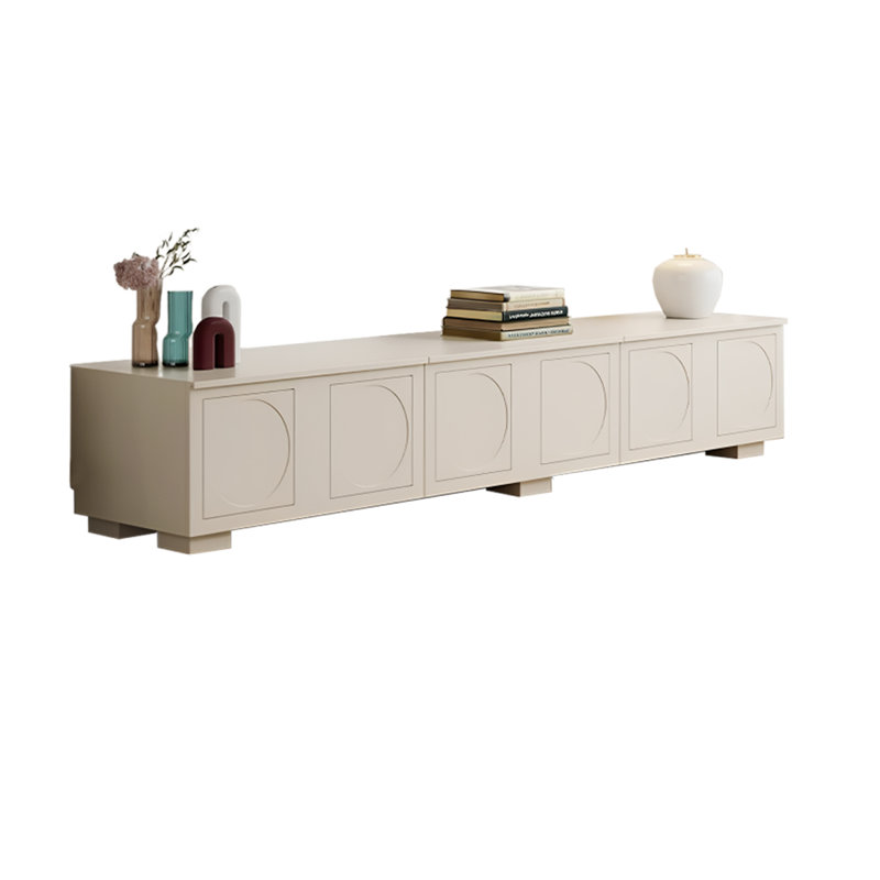 Meuble télé en bois de style français rétro, H 17,71 po x L 86,61 po x l 16,93 po, Crème, crème
