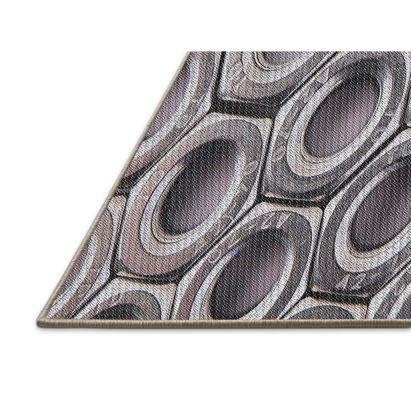 Tapis gris/brun tissé à la machine, Rectangle 2 pi x 4 pi
