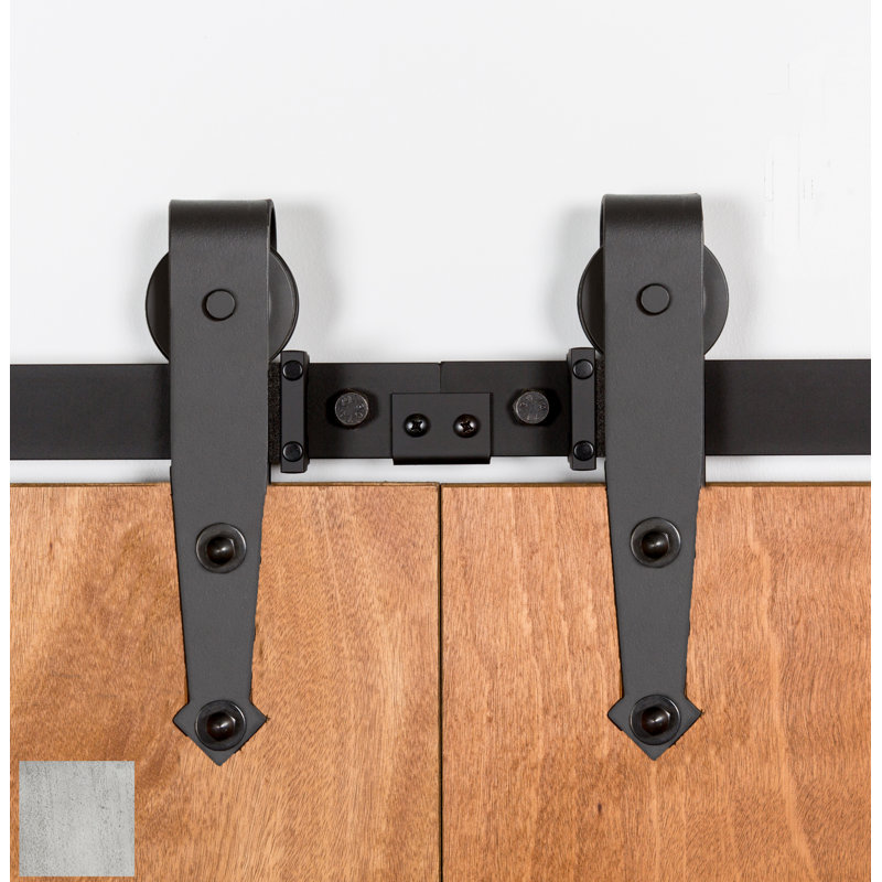Ensemble de quincaillerie standard pour porte de grange double, 192 po, Meulé inoxydable